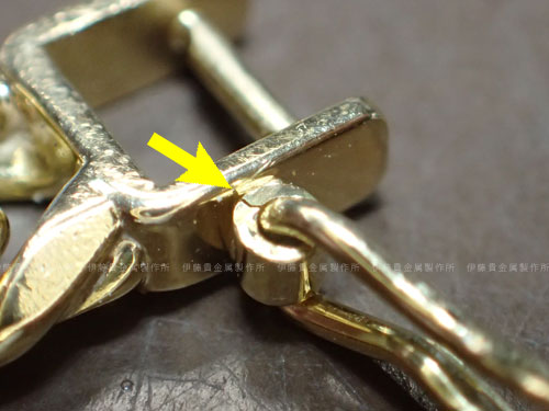 K18YGネックレス金具の脱落防止フック交換