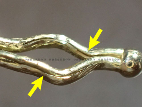 K18YGネックレス金具の脱落防止フック交換