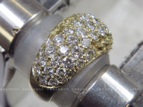 K18YGパヴェ留めリング製作