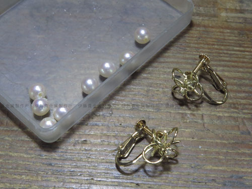 踏まれたパールイヤリングの修理