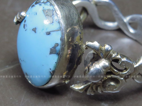 フクリン留めのシルバーリング修理